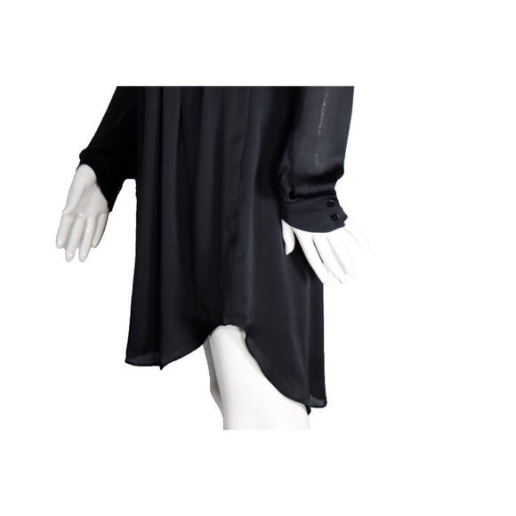 Theyskens' Theory Women's Size Petite Black Dress Silk Satin Long Sleeve Mini - Picture 6 of 11